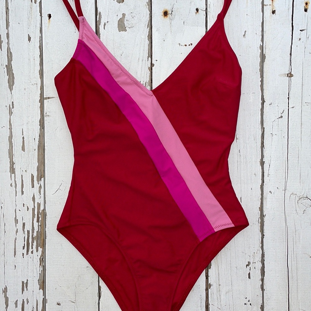 Solid and Striped Colorblock One Piece Swimsuit NWT